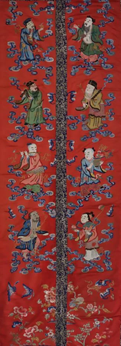 Pair Embroidered Eight Immortals Hanging Panels