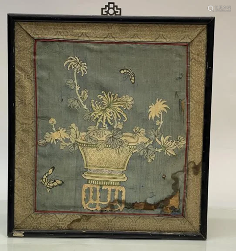 Framed Chinese Qing Dynasty Kesi Embroidery