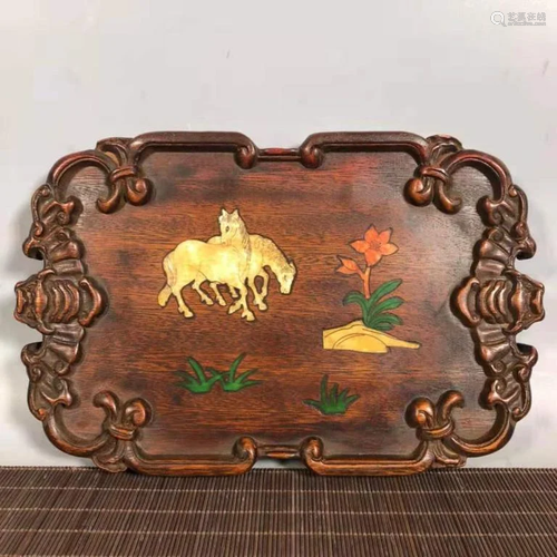 Rosewood Inlaid Shell Plate