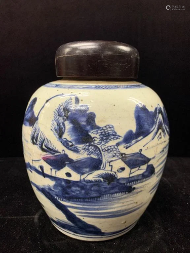 Chinese B&W Porcelain Jar