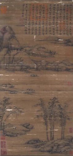 A Chinese Scroll Painting By Ni Zan