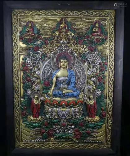 An Antique Wood Carved Tangka Painting