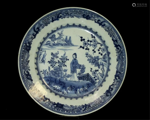 Antique Chinese B&W Plate