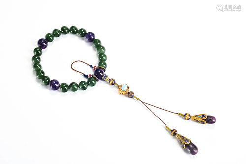 A Jadeite Beaded Prayer Beads Qing Dynasty