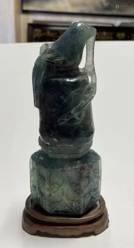 A Green Stone Carved Decor