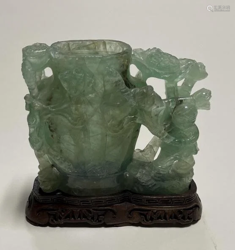 A Green Stone Carved Vase