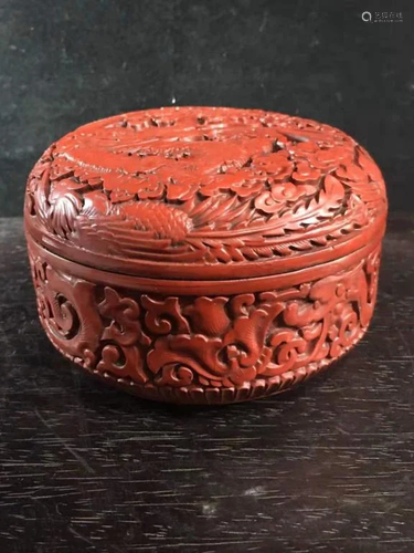 A Carved Red Lacquer Box