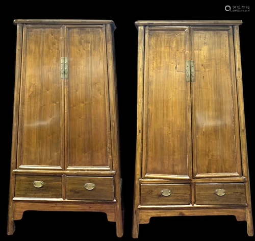 Pair of Ming style Huali wood Cabinets