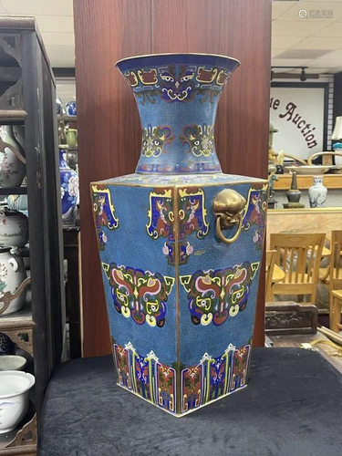 A Large cloisonne Square Shaped Vase