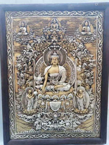 A Wood Carved Tangka Painting