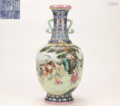 A Famille Rose Eight Immortals Vase Qing Dynasty