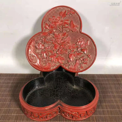 A Red Carved Lacquer Box