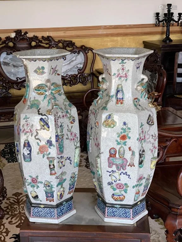 Pair of Fencai Vases