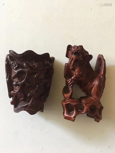 Lot of 2 Wood Carvings