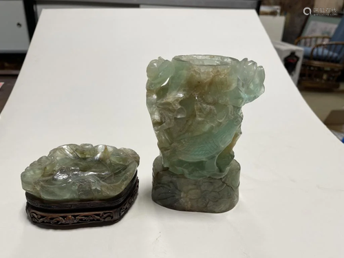 Lot of 2 Quartz Stone Carvings