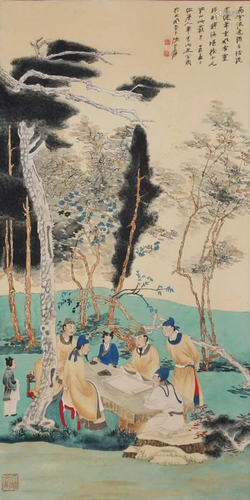 A Chinese Scroll Painting By Zhang Daqian