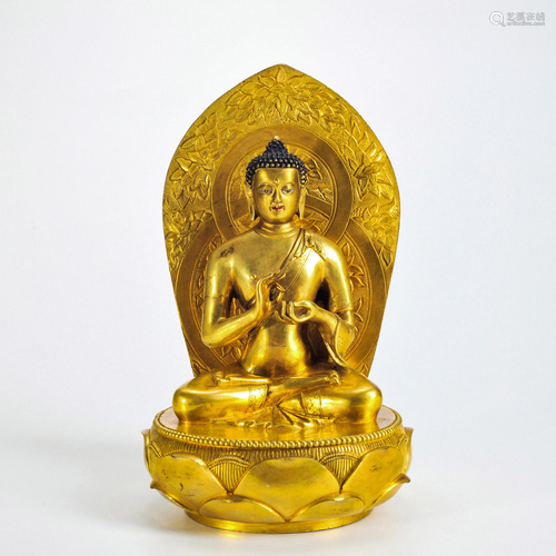 A Gilt Bronze Seated Dipamkara Qing Dynasty