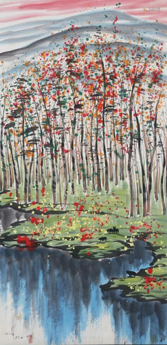 A Chinese Scroll Painting By Wu Guanzhong