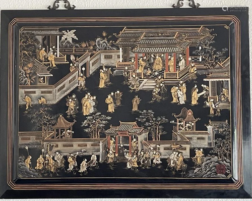 A Large Black Lacquer Painting, 1900-1950