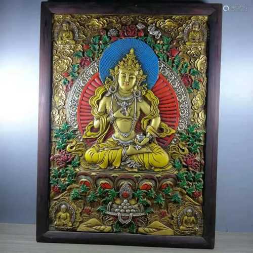 An Antique Wood Carved Tangka Painting