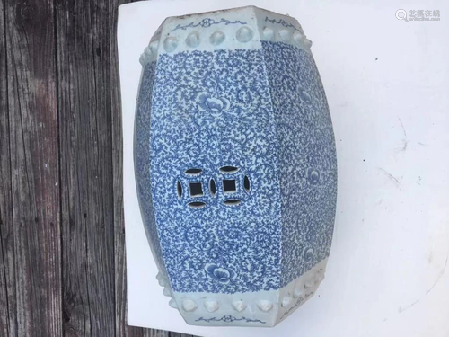 A Chinese Blue and White Porcelain Garden Stool