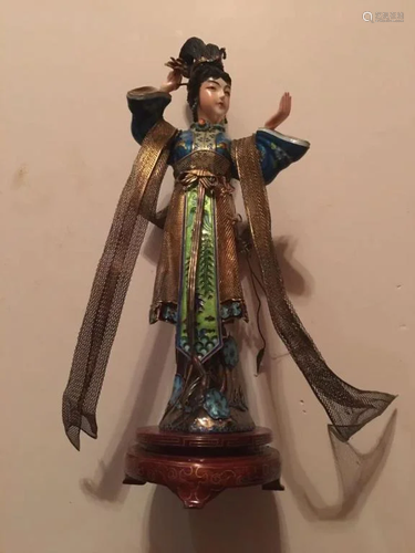 A Silver Enamel Chinese Dancer