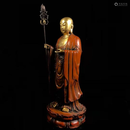 Gilt Bronze Ksitigarbha Statue