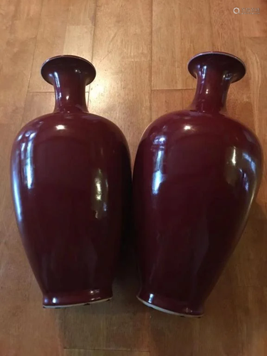 A Pair of Oxblood Porcelain Vases