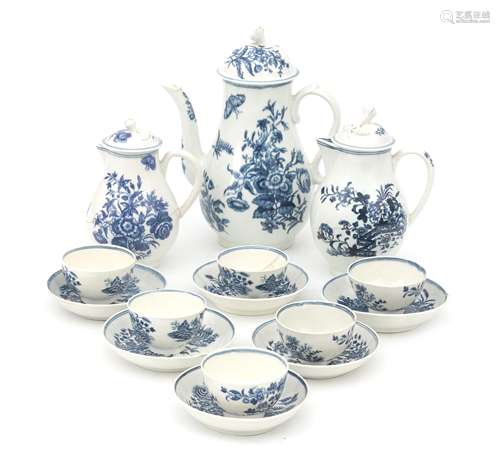 A blue and white soft paste porcelain part of a service, Wor...