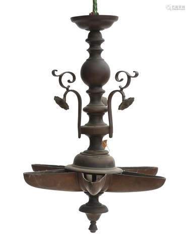 A bronze Shabbat lamp. Germany, 19th century.