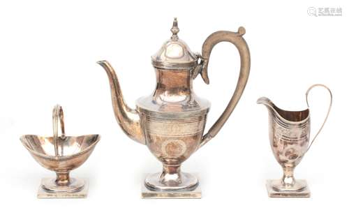 Three-piece silver coffee service, Willem van Pampus, Amster...