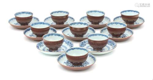 Tien Chinese blue and white porcelain cup- and saucers with ...