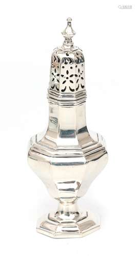 A 925 silver octagonal baluster-shaped sugar caster, Birming...