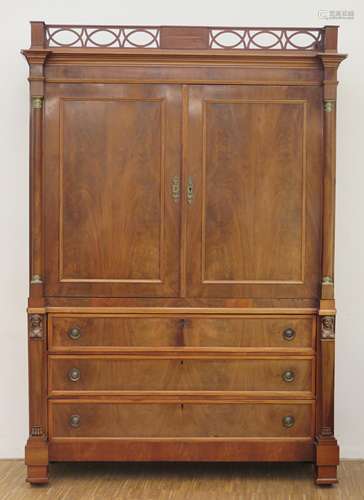 A mahogany veneer directoire cabinet, circa 1800.