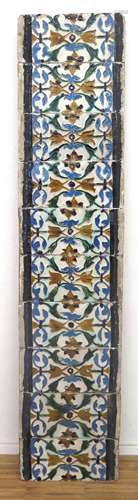 A frieze consisting of 10 ceramic Cuenca y Arista tiles, cir...