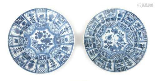 Two Chinese blue and white porcelain plates with decoration ...