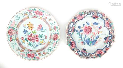 Two Chinese porcelain plates with famille rose decoration, 1...