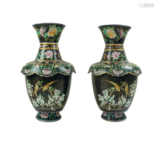 PAIR OF CHINESE CLOISONNE VASES