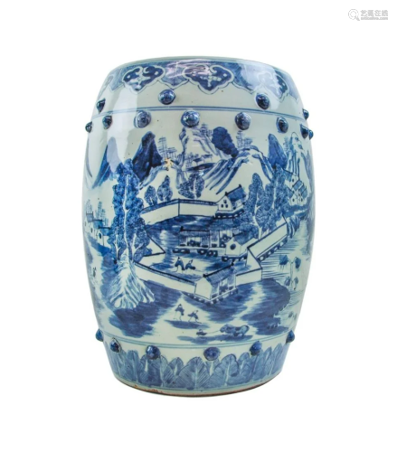 CHINESE BLUE AND WHITE PORCELAIN STOOL