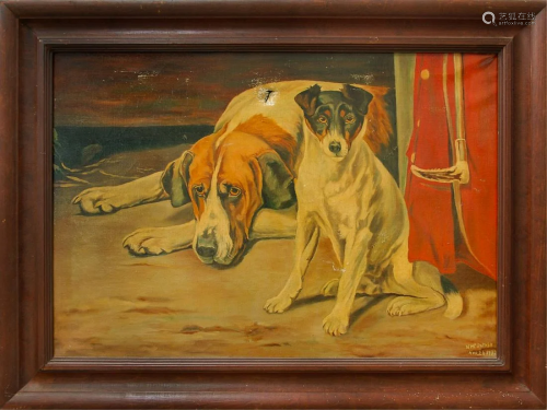 W. MCLNTOSH OIL PAINTING DOGS 1932