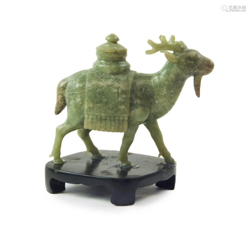 JADE DEER FIGURINE ON BASE