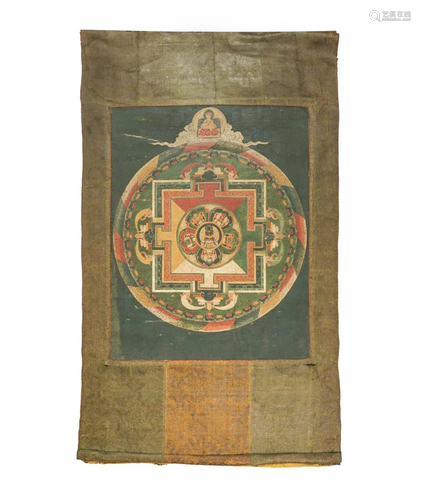 17TH CENTURY TIBETAN MANDALA THANGKA