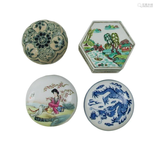 GROUP OF FOUR PORCELAIN PASTE BOXES