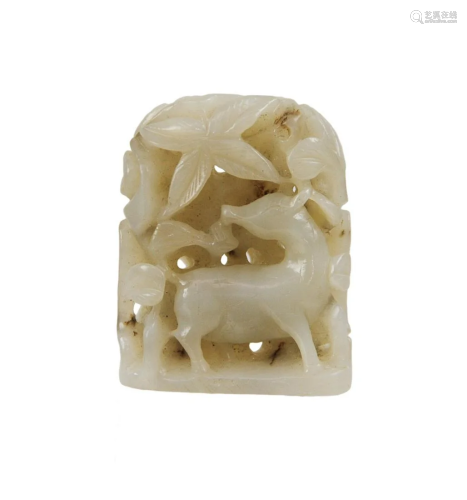 OPENWORK WHITE JADE DEER FINIAL PULL