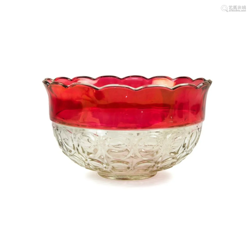 CRANBERRY GLASS PUNCH BOWL