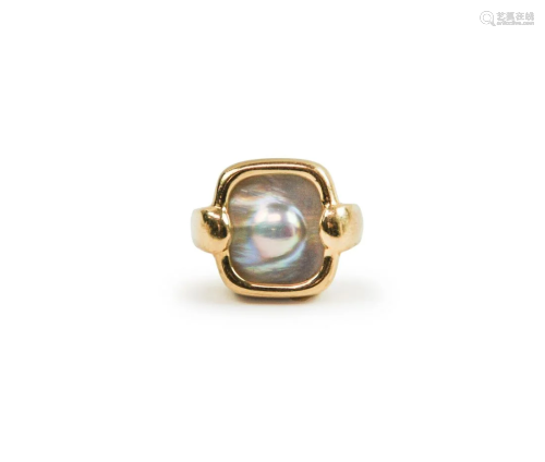 14k GOLD PEARL MABE RING