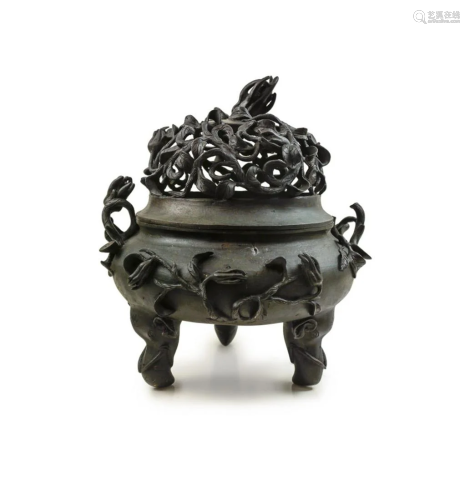 BRONZE BUDDHA HAND TOP BRONZE CENSER