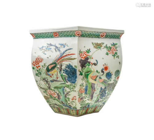 CHINESE FAMILLE ROSE HEXAGON PLANTER