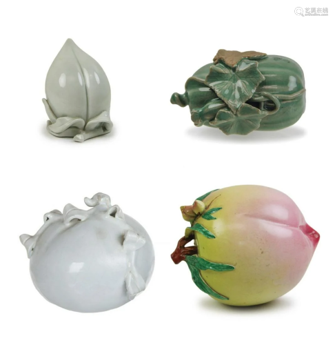 FOUR PORCELAIN FRUITS