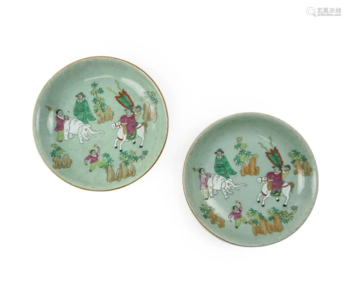 PAIR OF CHINESE CELADON PLATES